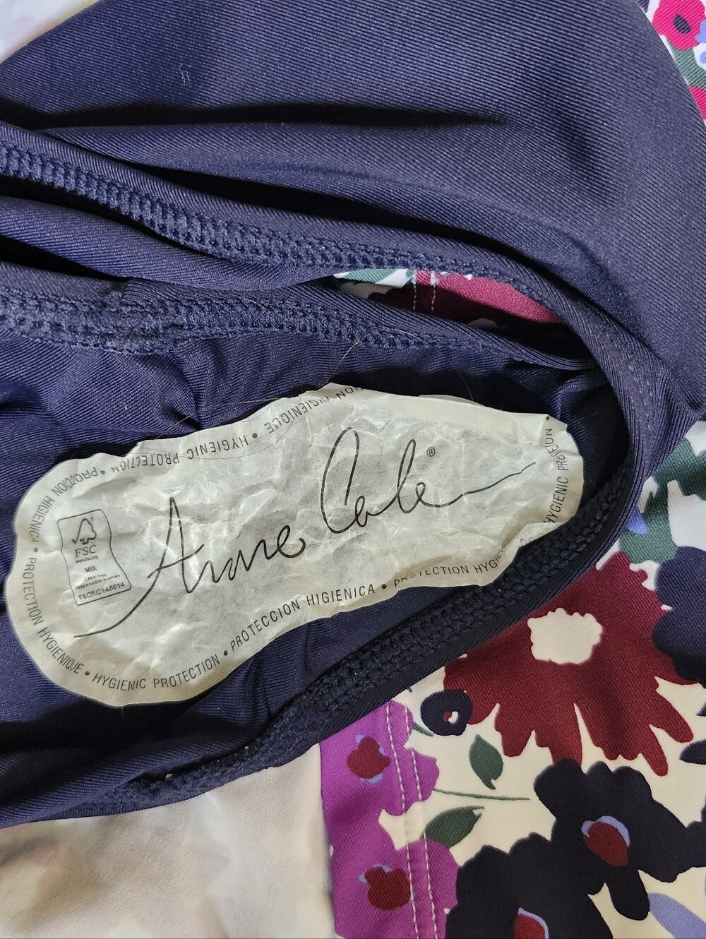 Anne Cole Floral Strap Swimsuit Skirted in White, Purple, Pink - Picture 7 of 7